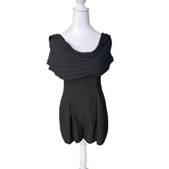 Vintage Emporio Armani Black Romper Play Suit Cowl Neck Draped Mini Size 40 US 8 - Picture 1 of 10